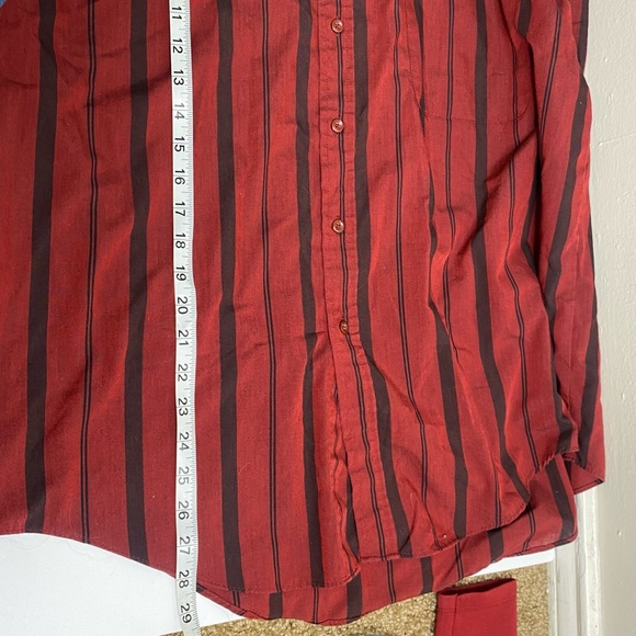 Vintage ‘Puritan’ Mens Short Sleeve Button Up Dark Red and Black Stripe Shirt - Picture 7 of 9